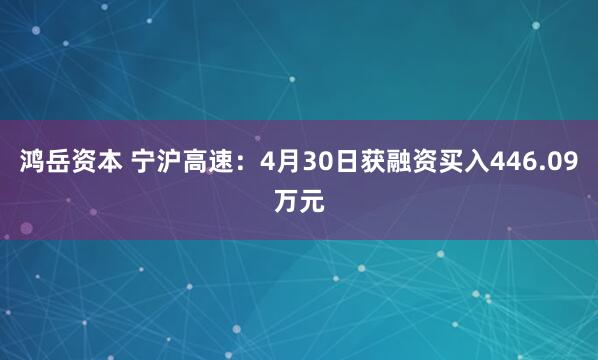 鸿岳资本 宁沪高速：4月30日获融资买入446.09万元