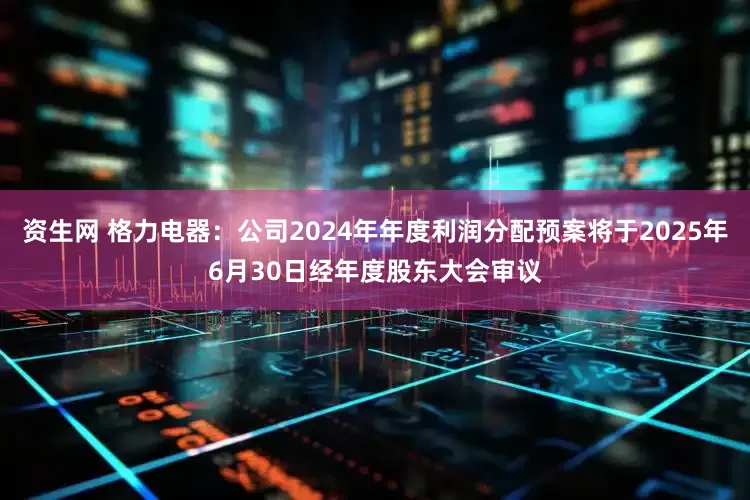 资生网 格力电器：公司2024年年度利润分配预案将于2025年6月30日经年度股东大会审议